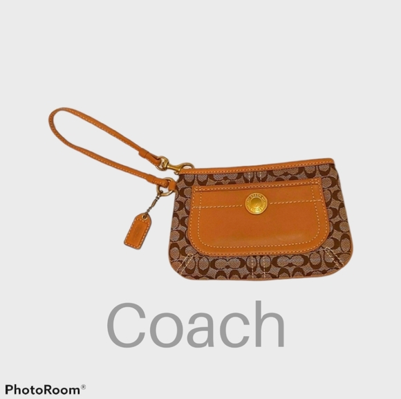 Coach Tan and Brown Wristlet